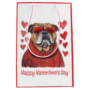 Happy Valentines Day English Bulldog Medium Gift Bag