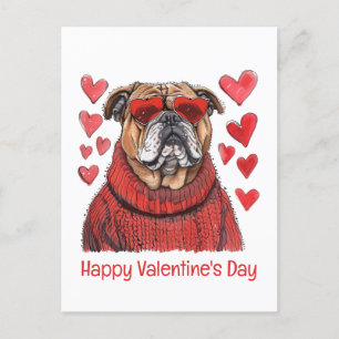 Happy Valentines Day English Bulldog Postcard
