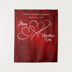 HAPPY VALENTINE'S DAY EVENT LINKED HEARTS BANNER TAPESTRY