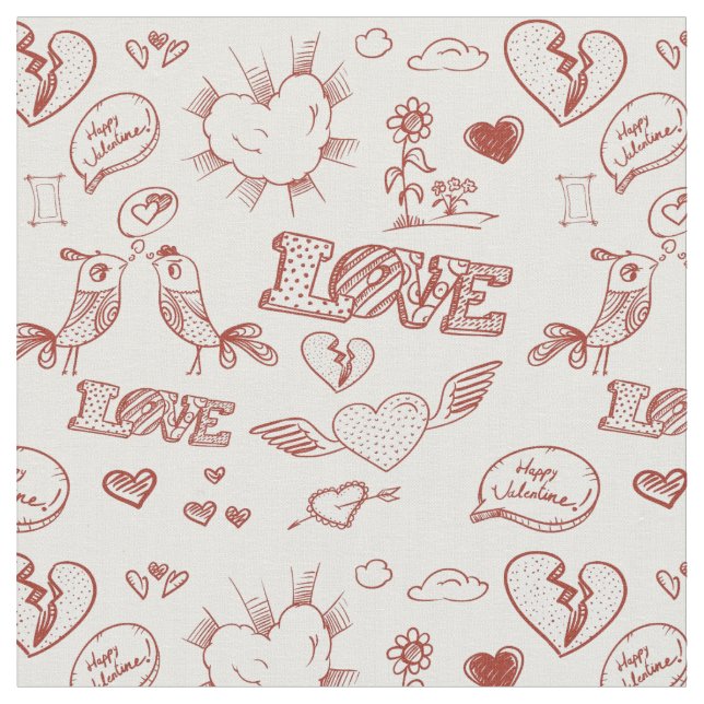 Happy Valentine's Day Fabric (Close Up)