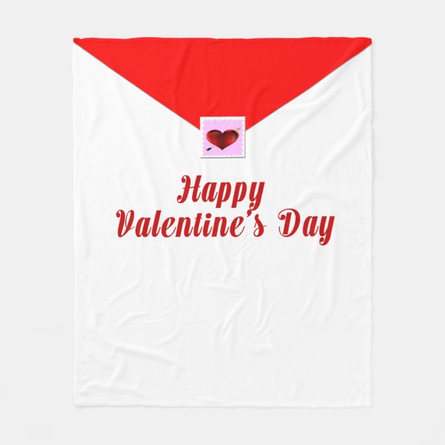 Happy Valentine's Day Fleece Blanket (Front)