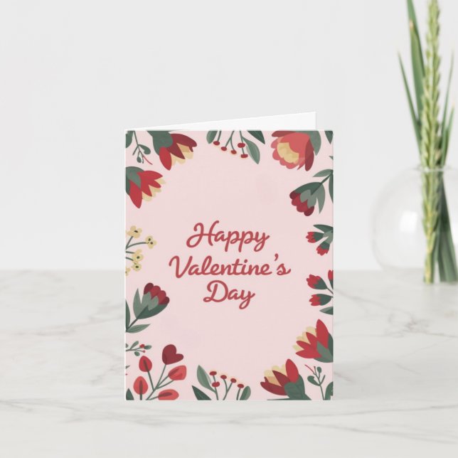 Happy Valentine's Day Floral Holiday Card (Front)