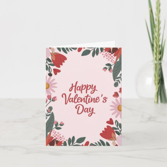 Happy Valentine's Day Floral Holiday Card (Front)