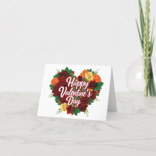 Happy Valentine's Day Floral Rose's Heart Card