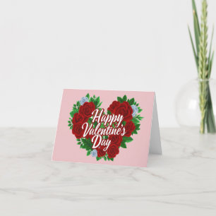 Happy Valentine's Day Floral Rose's Heart Card