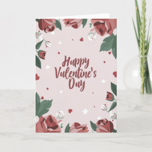 Happy Valentine's Day Floral Rose's Heart's Card