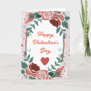 Happy Valentine's Day Floral Rose's Holiday Card