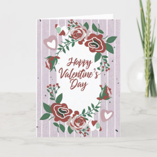 Happy Valentine's Day Floral Rose's Holiday Card