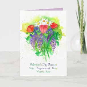 Happy Valentine's Day Flower Bouquet Card