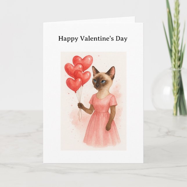 Happy Valentine's Day for Siamese Cat Lover  Card (Front)