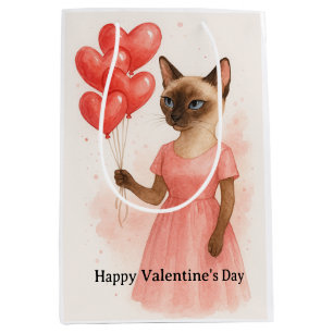 Happy Valentine's Day for Siamese Cat Lover Medium Gift Bag