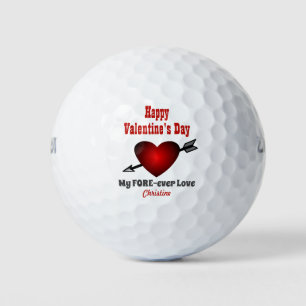Happy Valentines Day Forever Love Heart Golf Balls