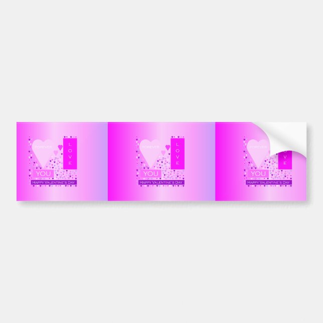 Happy Valentine's Day Forever Love Hearts Pink Bumper Sticker (Front)