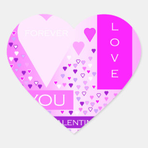 Happy Valentine's Day Forever Love Hearts Pink Heart Sticker