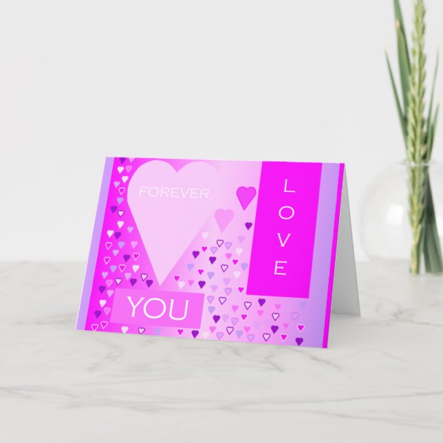 Happy Valentine's Day Forever Love Hearts Pink Holiday Card (Front)
