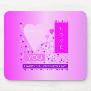 Happy Valentine's Day Forever Love Hearts Pink Mouse Mat