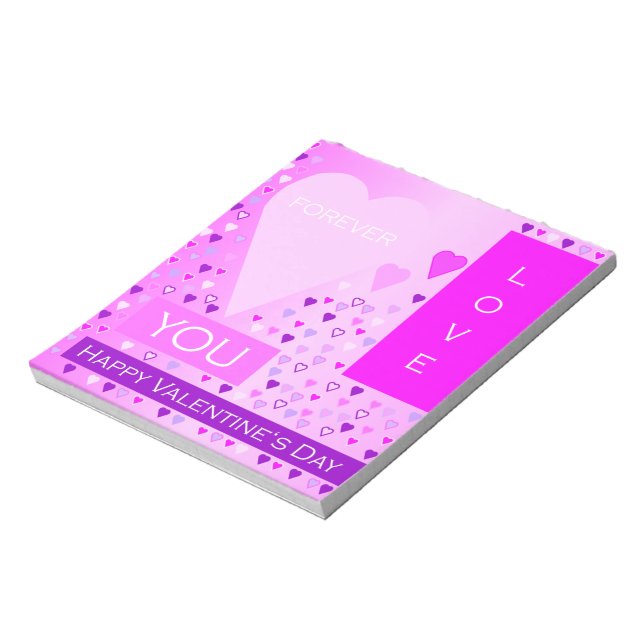 Happy Valentine's Day Forever Love Hearts Pink Notepad (Rotated)