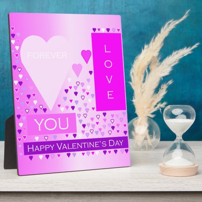 Happy Valentine's Day Forever Love Hearts Pink Plaque (Side)