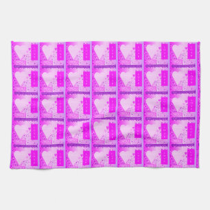 Happy Valentine's Day Forever Love Hearts Pink Tea Towel