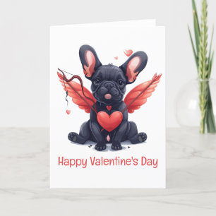 Happy Valentines Day French Bulldog Cupid Holiday Card