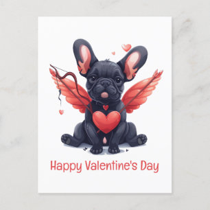Happy Valentines Day French Bulldog Cupid Postcard