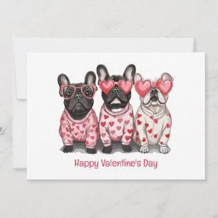 Happy Valentines Day French Bulldog Holiday Card