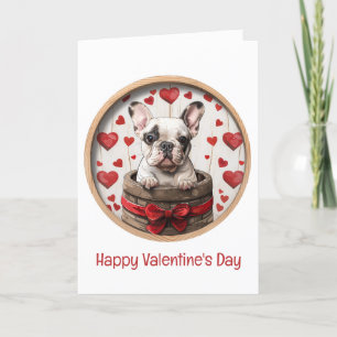 Happy Valentines Day French Bulldog Holiday Card