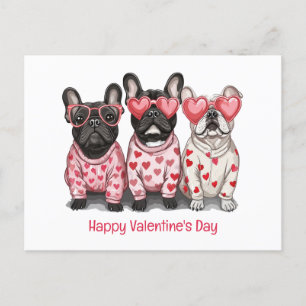 Happy Valentines Day French Bulldog Holiday Postcard