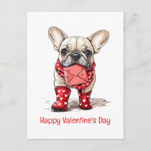 Happy Valentines Day French Bulldog Love Letter Holiday Postcard