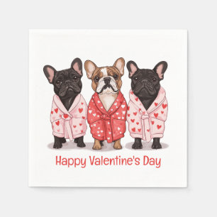 Happy Valentines Day French Bulldog Napkin
