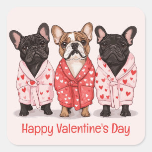 Happy Valentines Day French Bulldog Square Sticker