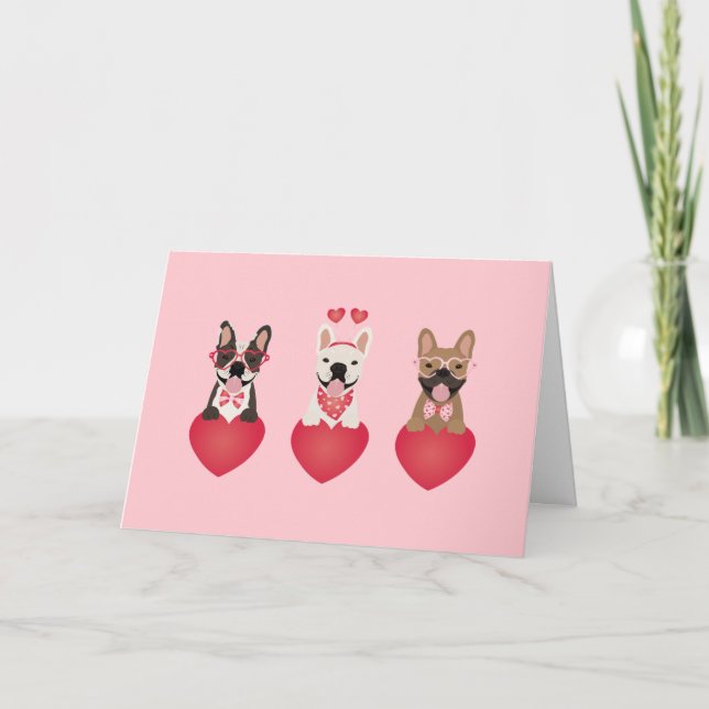 Happy Valentines Day French Bulldogs Card (Front)
