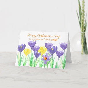 Happy Valentine's Day Friend Crocus Flowers Card