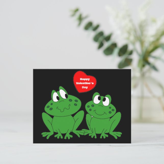 Happy Valentine's Day Frogs postcard (Standing Front)