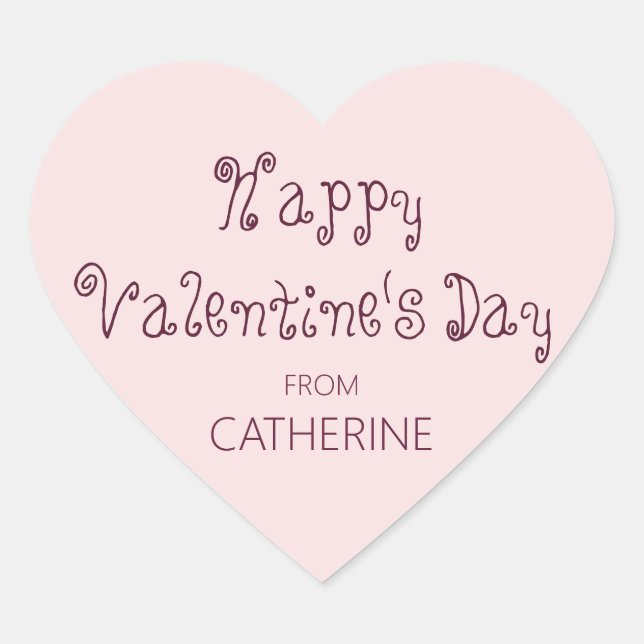 Happy Valentine's Day from "Name" Kids  Heart Sticker (Front)
