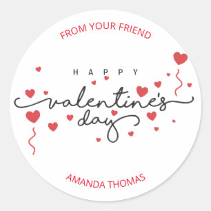 Happy valentine's day from your friend classic rou classic round sticker