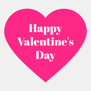 Happy Valentine's Day fuchsia pink Valentine's day Heart Sticker