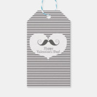 Happy Valentine's Day Fun Moustache & Grey Stripes