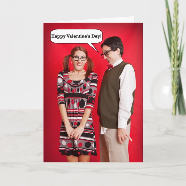Happy Valentine's Day Funny Awkward Couple Holiday Card (Front)