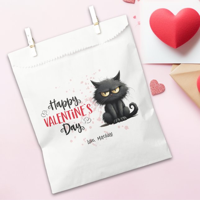 Happy Valentines Day Funny Black Cat  Favour Bags (Creator Uploaded)