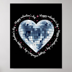Happy Valentines Day Funny Coquette Diamond Disco Poster