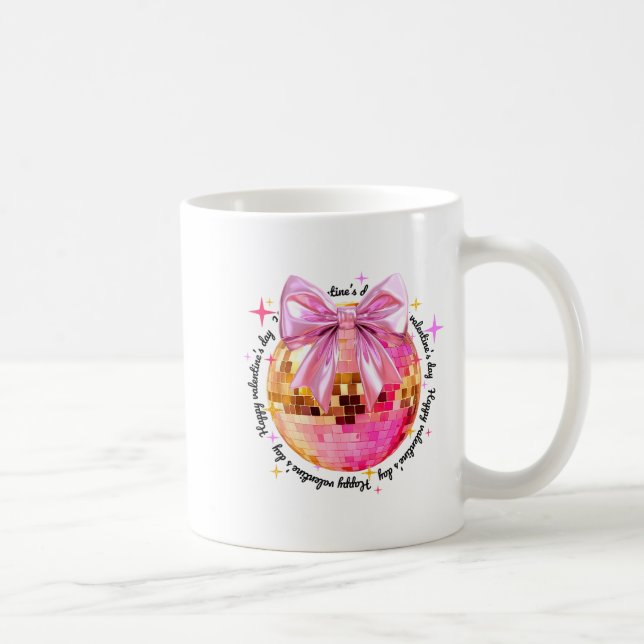Happy Valentine's Day Funny Coquette Disco Ball Gi Coffee Mug (Right)