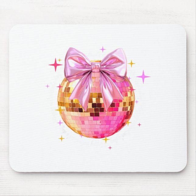 Happy Valentine's Day Funny Coquette Disco Ball Gi Mouse Mat (Front)