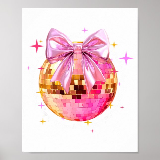 Happy Valentine's Day Funny Coquette Disco Ball Gi Poster (Front)