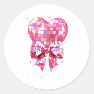 Happy Valentine's Day Funny Coquette Disco Ball He Classic Round Sticker