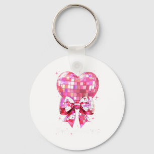 Happy Valentine's Day Funny Coquette Disco Ball He Key Ring