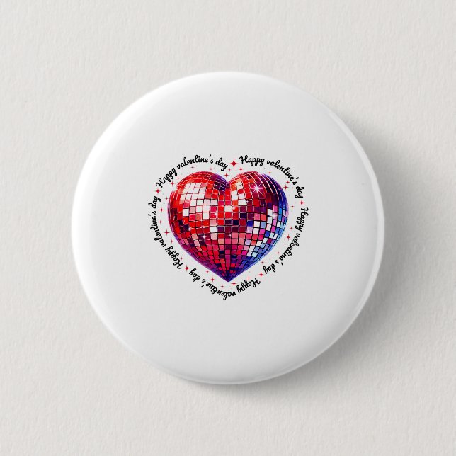 Happy Valentine's Day Funny Coquette Red Disco Bal 6 Cm Round Badge (Front)