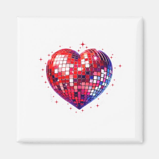 Happy Valentine's Day Funny Coquette Red Disco Bal Magnet (Front)