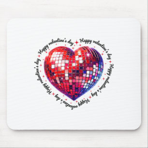 Happy Valentine's Day Funny Coquette Red Disco Bal Mouse Mat