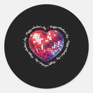 Happy Valentines Day Funny Coquette Red Disco Ball Classic Round Sticker
